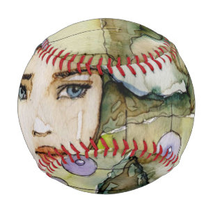 llustration of a beautiful, delicate girl baseball