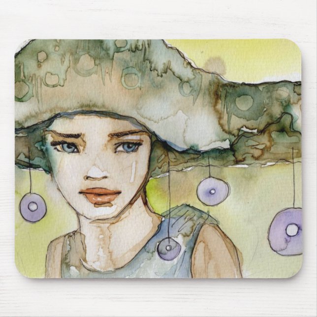 llustration of a beautiful, delicate  girl mouse pad (Front)
