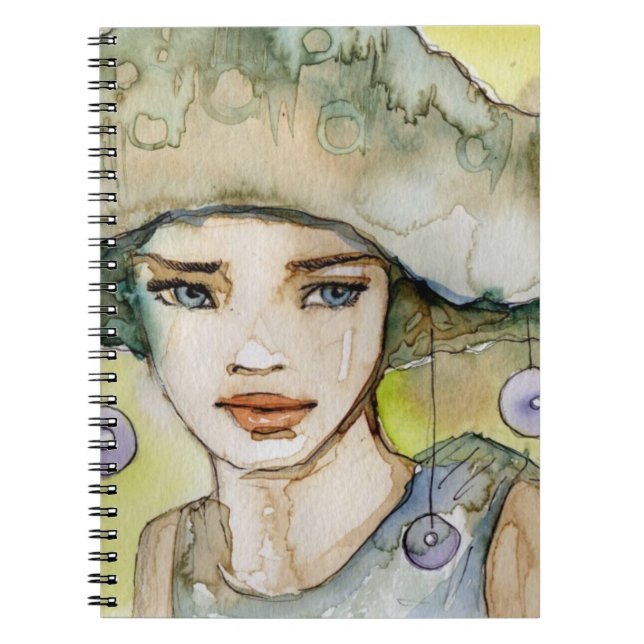 llustration of a beautiful, delicate  girl spiral notebook (Front)