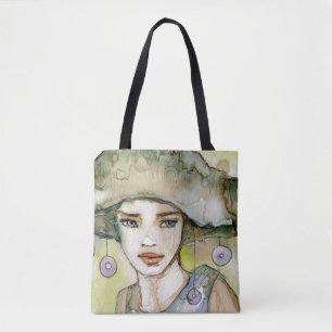 llustration of a beautiful, delicate girl tote bag