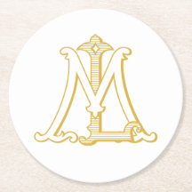 LM or ML monogram coasters antique vintage in gold