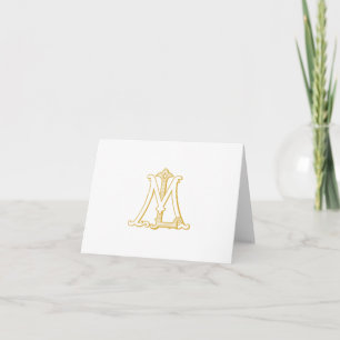 LM or ML monogram vintage thank you card gold