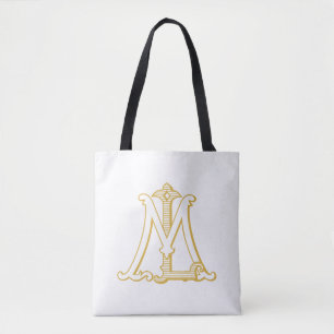 LM or ML vintage monogram initials logo tote bag