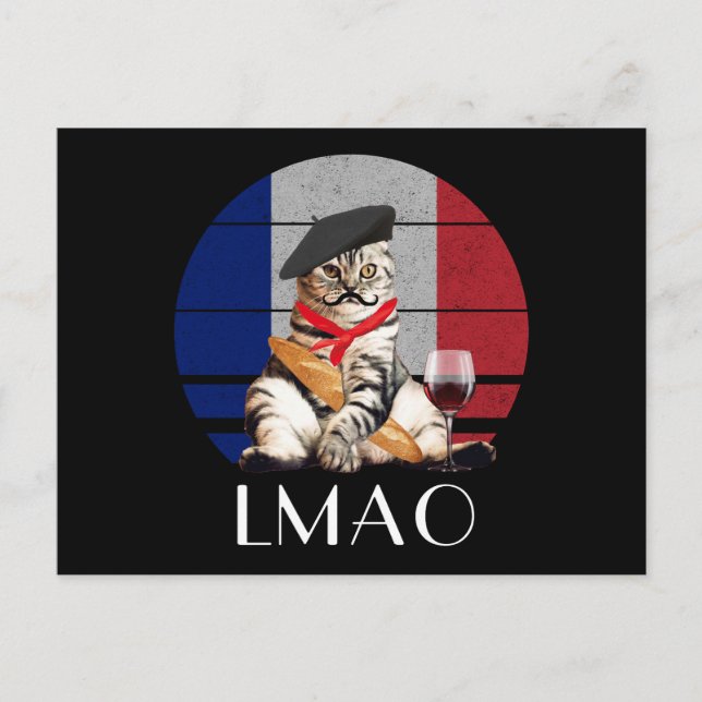LMAO Le Meow French Cat Postcard (Front)