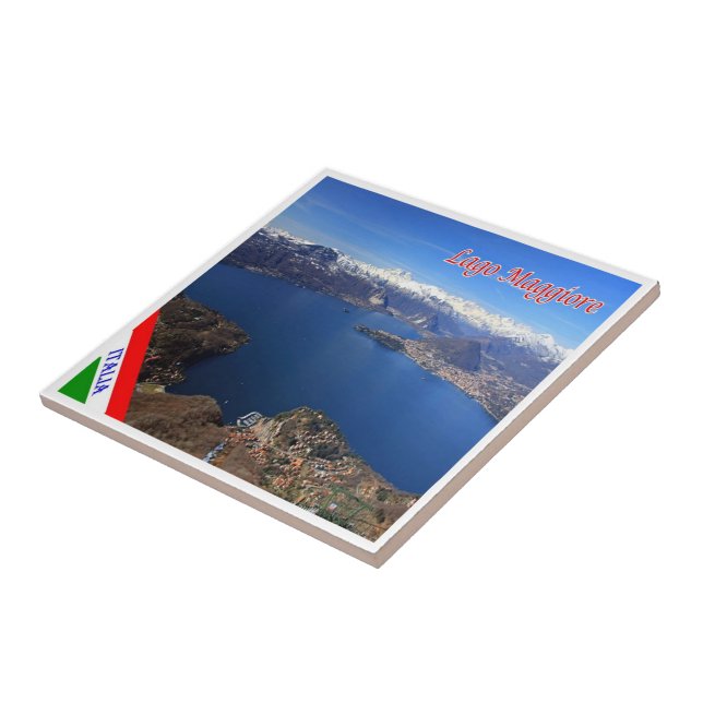 LMD077 LAKE MAGGIORE Aerial View,  Italy, Tile (Side)