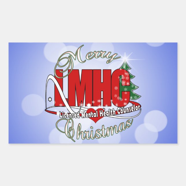 LMHC CHRISTMAS Licensed Mental Health Counsellor Rectangular Sticker (Front)