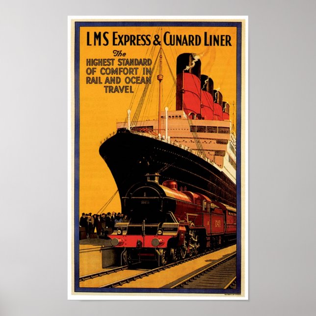 LMS Express & Cunard Liner Poster (Front)