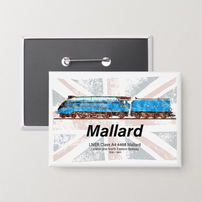 LNER Class A4 Mallard locomotive profile with flag (Front/Back)