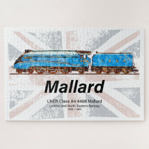 LNER Class A4 Mallard locomotive profile with flag Jigsaw Puzzle