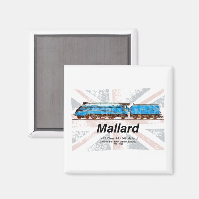LNER Class A4 Mallard locomotive profile with flag Magnet (Front/Back)