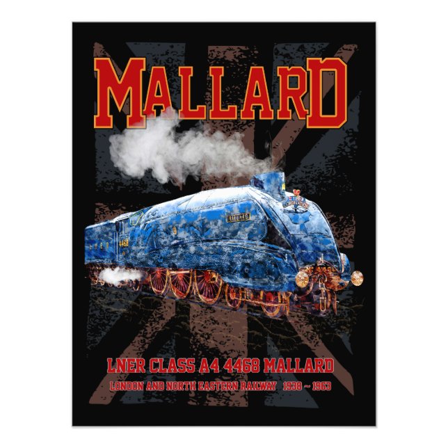 LNER Class A4 Mallard locomotive Union Jack flag Photo Print (Front)