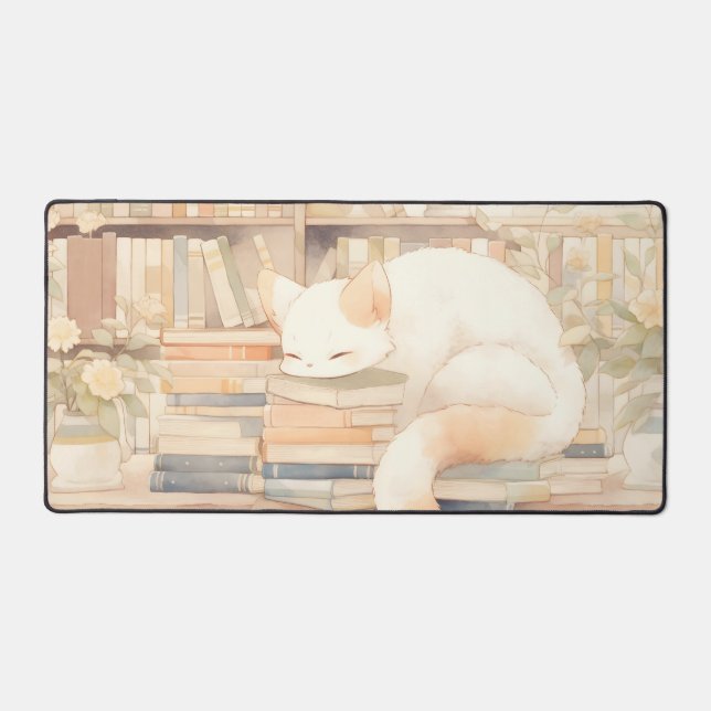 Lo-Fi Cosy Cat Gaming Mousepad Desktop Matt Desk Mat (Front)