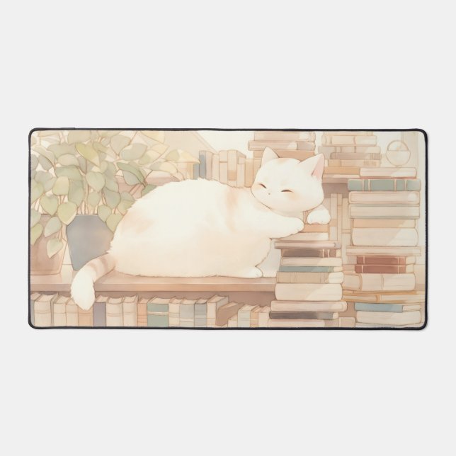 Lo-Fi Cosy Kitty Desktop Mat Mousepad (Front)