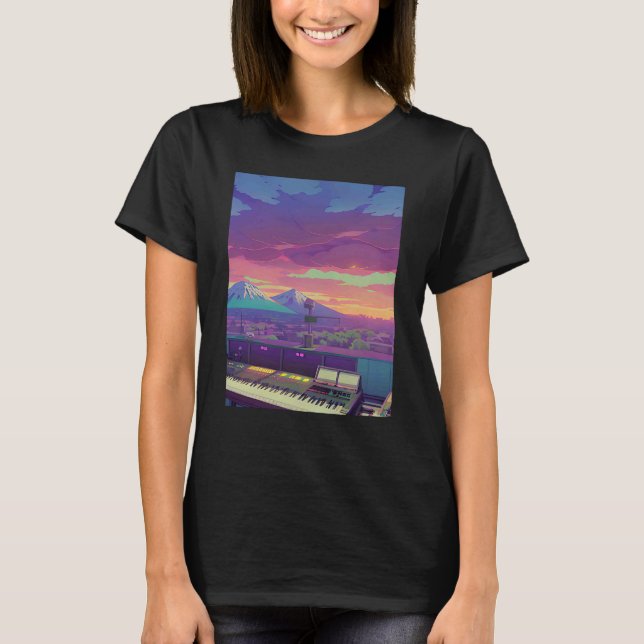 Lo fi hip hop chillhop chill beats lofi aesthetics T-Shirt (Front)