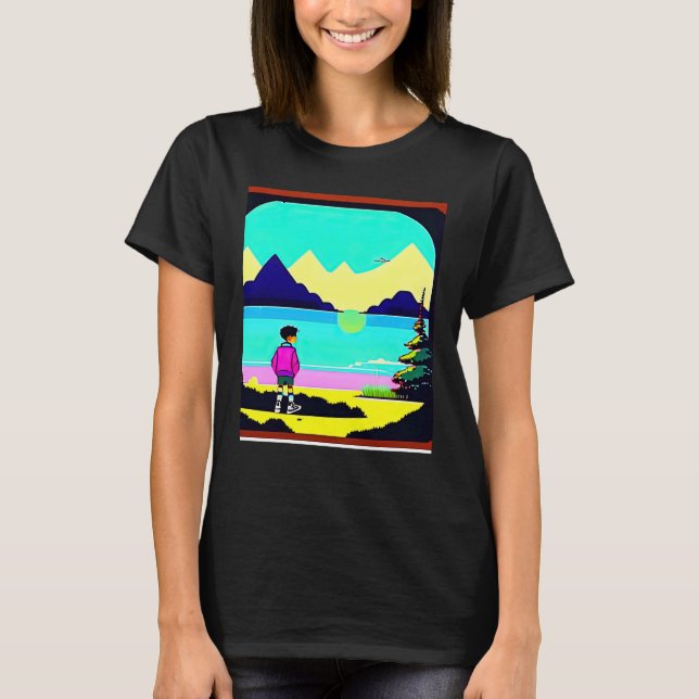 Lo fi hip hop chillhop chill beats lofi aesthetics T-Shirt (Front)