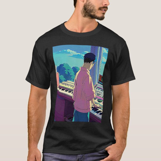 Lo fi hip hop chillhop chill beats lofi aesthetics T-Shirt (Front)