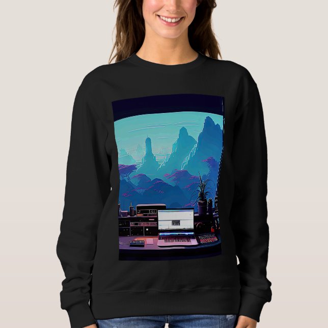 Lo fi hip hop chillhop chill beats studio aestheti sweatshirt (Front)