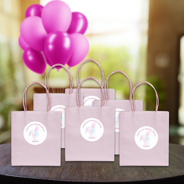 Lo-Poly Rainbow Horse Thank You Favour Classic Round Sticker (Creator Uploaded)