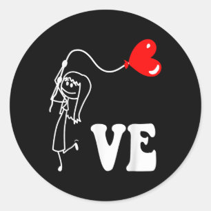 Lo Ve Love Heart Happy Valentines Day Matching Cou Classic Round Sticker