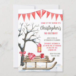 Load up the Sleigh!  Sledding Theme Birthday Party Invitation