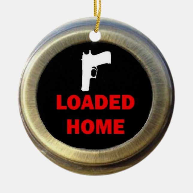 Loaded Gun Home Ceramic Tree Decoration (Front)