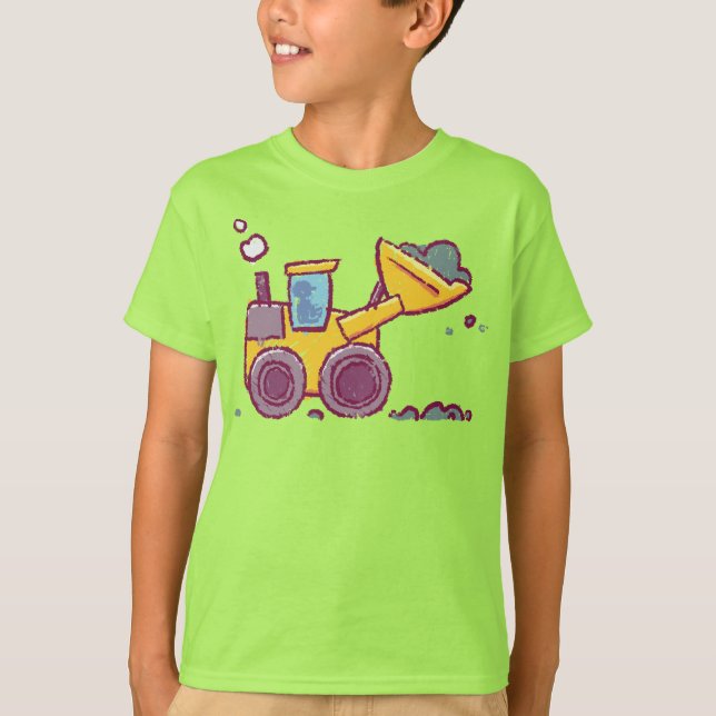 Loader Vehicle Drawing - Inspired by Kids -  T-Shirt (Front)