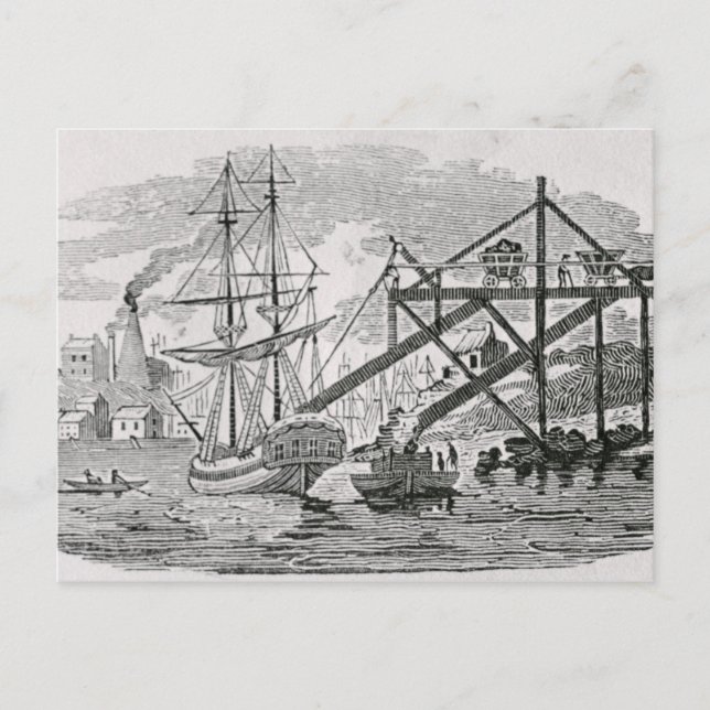 Loading Coal on Cargo Ships Postcard (Front)
