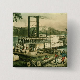 Loading Cotton on the Mississippi, 1870 15 Cm Square Badge