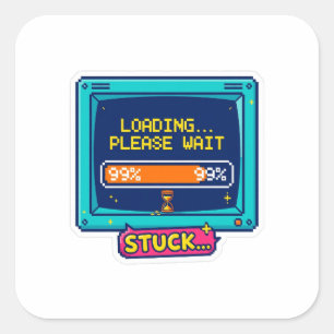 Loading Please Wait Funny Retro Tech Sticker