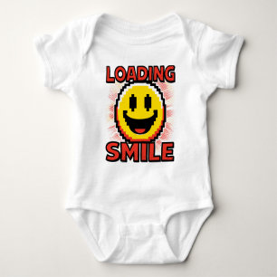 Loading Smile – Retro Pixel Art 8-Bit Smiley Face Baby Bodysuit