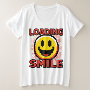 Loading Smile – Retro Pixel Art 8-Bit Smiley Face Plus Size T-Shirt