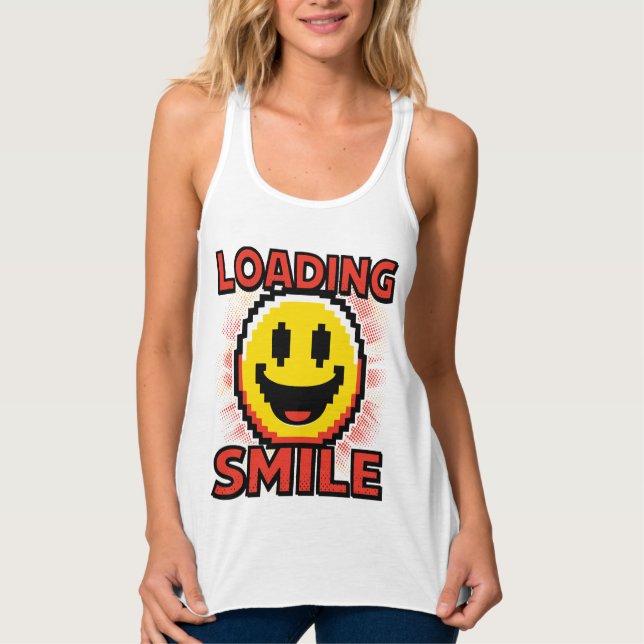 Loading Smile – Retro Pixel Art 8-Bit Smiley Face Singlet (Front)