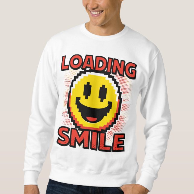 Loading Smile – Retro Pixel Art 8-Bit Smiley Face Sweatshirt (Front)