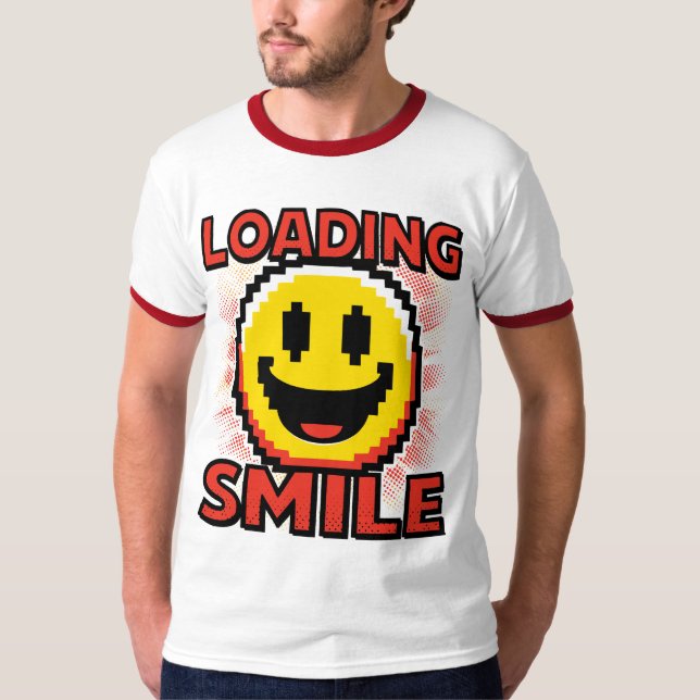Loading Smile – Retro Pixel Art 8-Bit Smiley Face T-Shirt (Front)