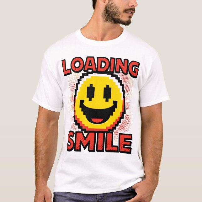 Loading Smile – Retro Pixel Art 8-Bit Smiley Face T-Shirt (Front)