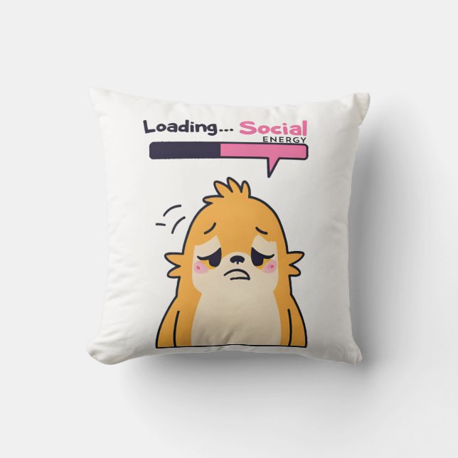 Loading… Social Energy – Cute Tired Doodle Charact Cushion (Front)