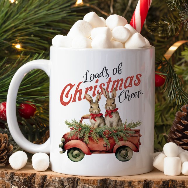 Loads of Christmas Cheer Rabbits in Red Truck Coffee Mug (Creator Uploaded)
