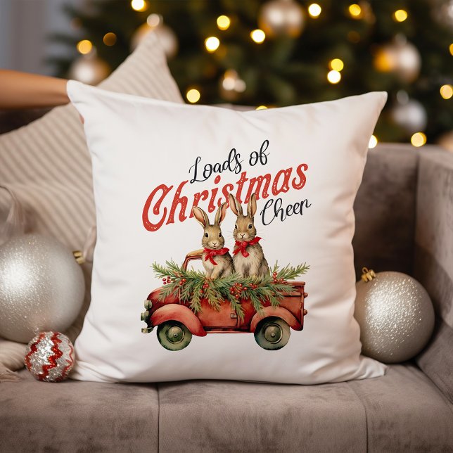 Loads of Christmas Cheer Rabbits in Red Truck Cushion (Creator Uploaded)