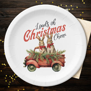 Loads of Christmas Cheer Rabbits in Red Truck Paper Plate