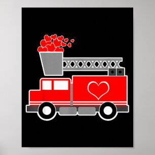 Loads Of Love Firetruck Valentine Day - Firefighte Poster