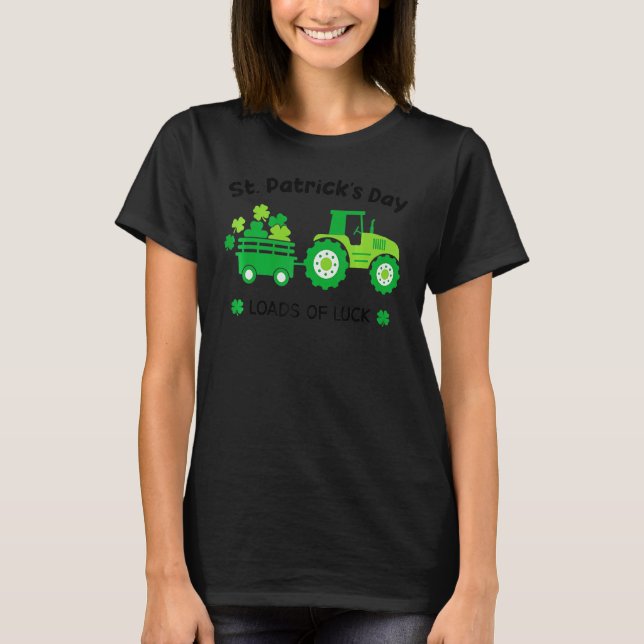 Loads Of Luck St Patricks Day Tractor Toddler Boys T-Shirt (Front)