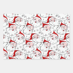 Loads Of Retro Santas Wrapping Paper Sheet