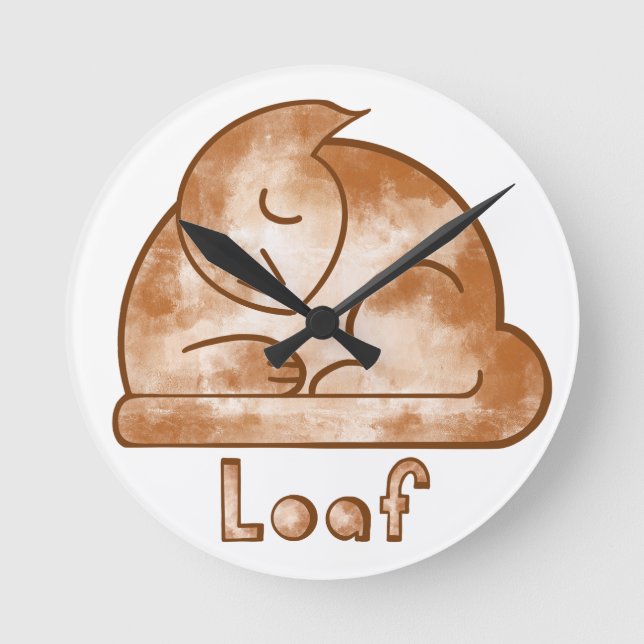 Loaf Cat Round Clock (Front)