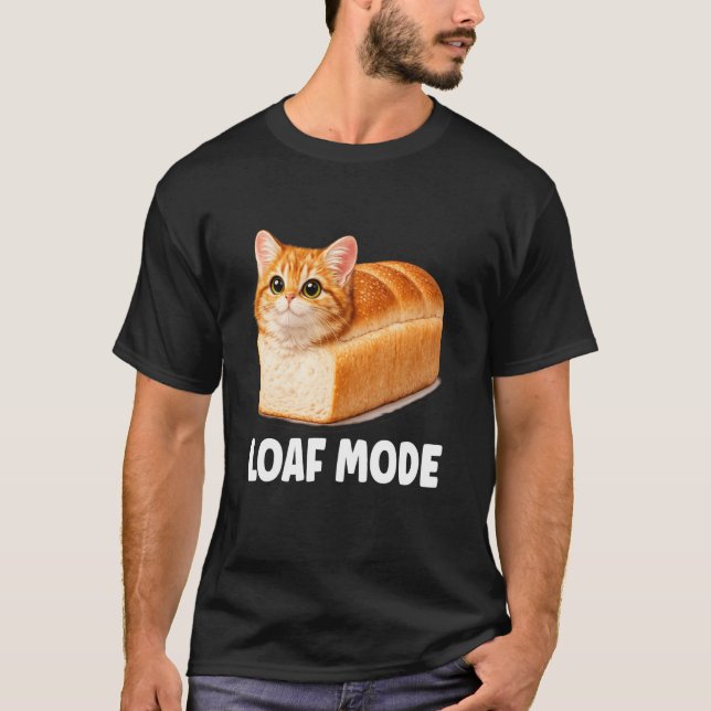 Loaf Mode Orange Cat Funny Cute Bread Meme T-Shirt (Front)