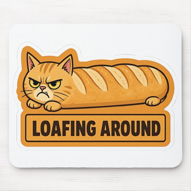 Loafing Around Funny Cat Bread  Mouse Pad (Front)