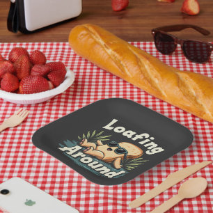 Loafing Around Relaxing Bread Food Lover Paper Plate