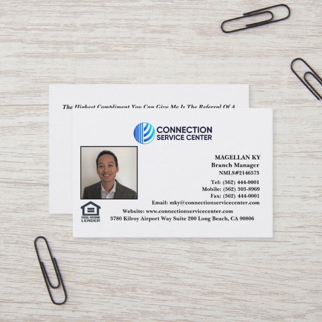 Loan Officer Business Card (Front/Back In Situ)