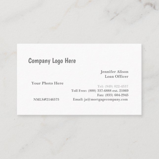 Loan Officer / Mortgage / Realtor Business Card (Front)