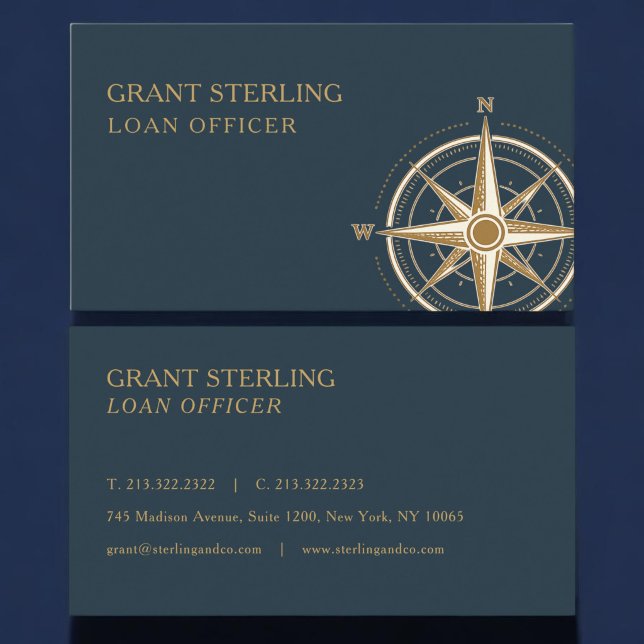 Loan Officer Nautical Compass  Business Card (Creator Uploaded)