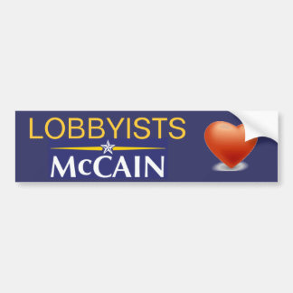 Lobbyists Heart McCain Bumper Sticker